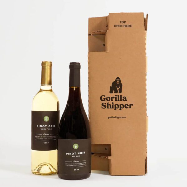 2 Bottle Wine Shipping Box Biodegradable Gorilla Shipper