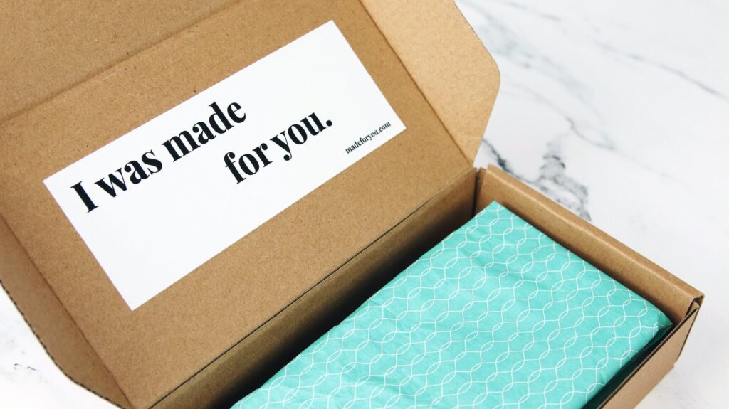 Packaging with a personal note inside