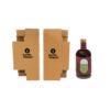 A spirit bottle in front of cardboard packaging