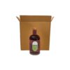 A spirit bottle in front of cardboard packaging