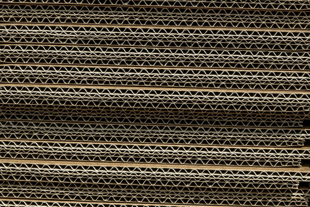 Closeup of corrugated cardboard sheets